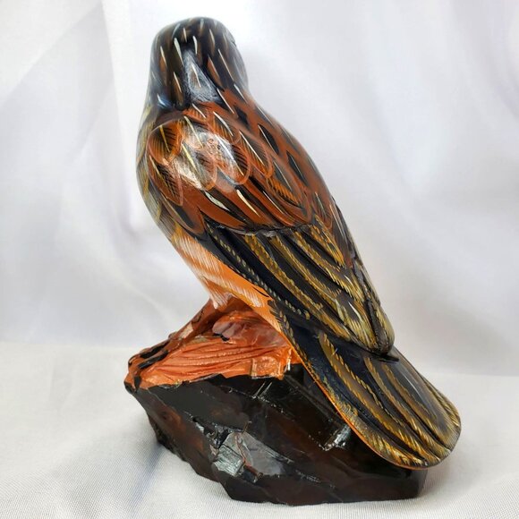 Vintage Action International Painted Stone Bird Figurine Falcon Hawk 5.25" tall - Picture 10 of 16